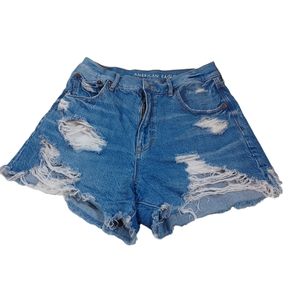 American Eagle Highest Rise Boyfriend Short Denim Distressed Size 8